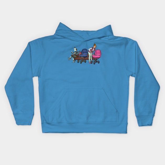 Vintage Robot Family Kids Hoodie by waltzart